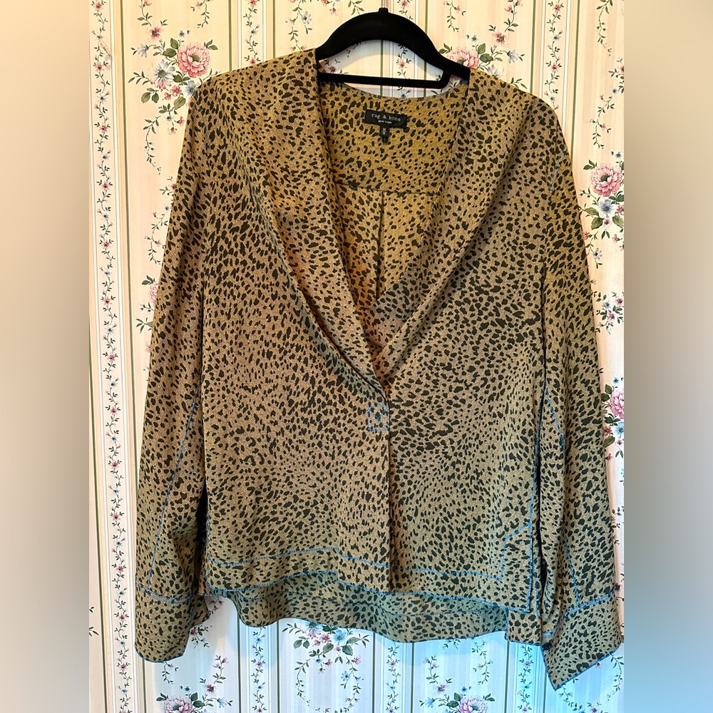 RAG & Bone ‘Shields’ Leopard Print Silk Top